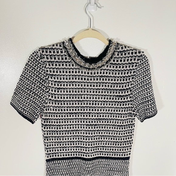 NWT Tory Burch Embellished Fringe Tweed Dress Size Medium Office Career Modest - Picture 4 of 11